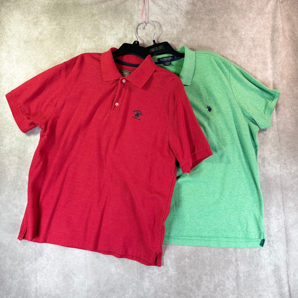 US Polo Assn Beverly Hills Polo Club Polo Shirts Men XL Red Green 2 Pack Bundle